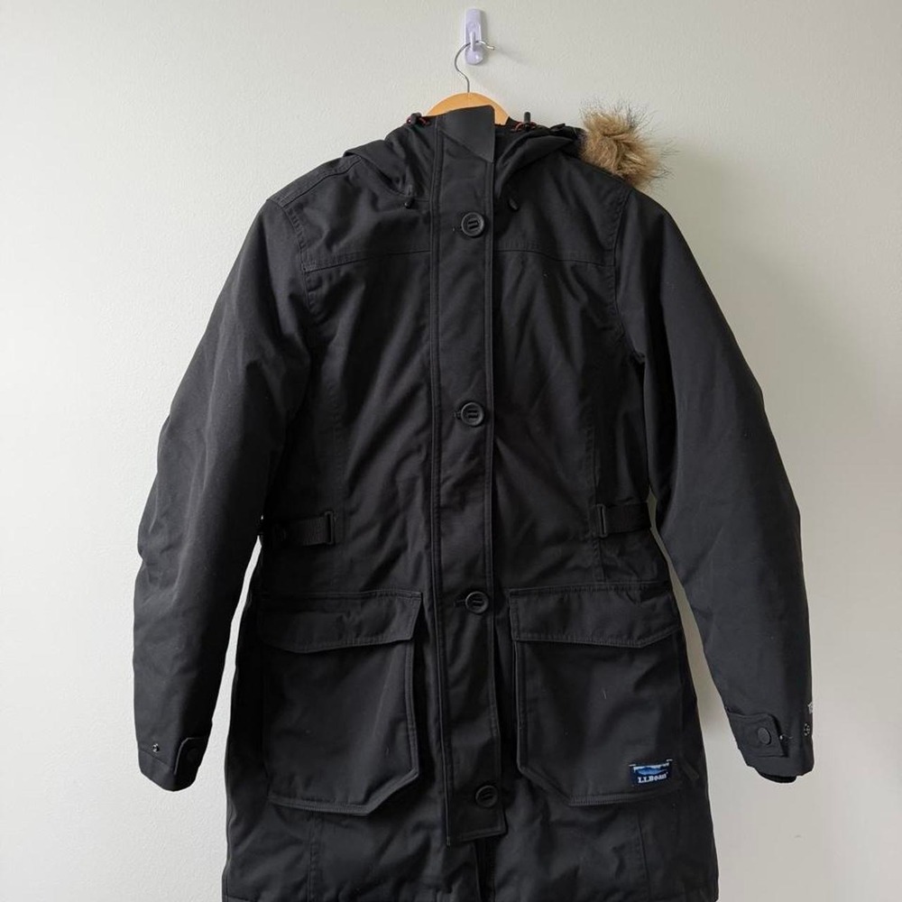 L.L.Bean Women's XS Black Insulated Parka Faux Fur Hood Winter Coat
